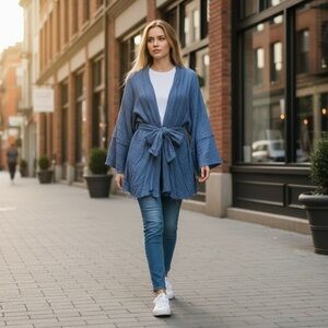 Umgee Blue Belted Long Sleeve Cardigan
New